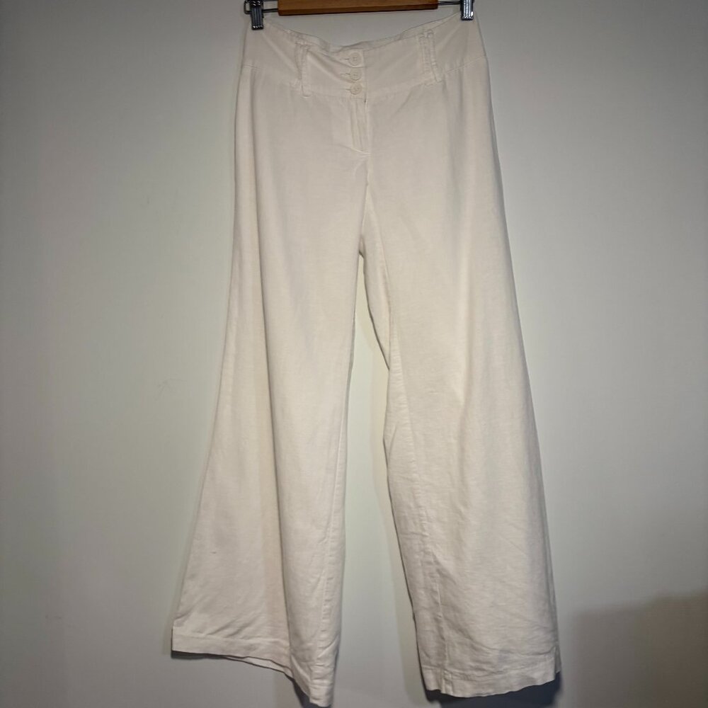 INC International Concepts White Wide-Leg Pants | Size 2 | Linen Rayon Blend